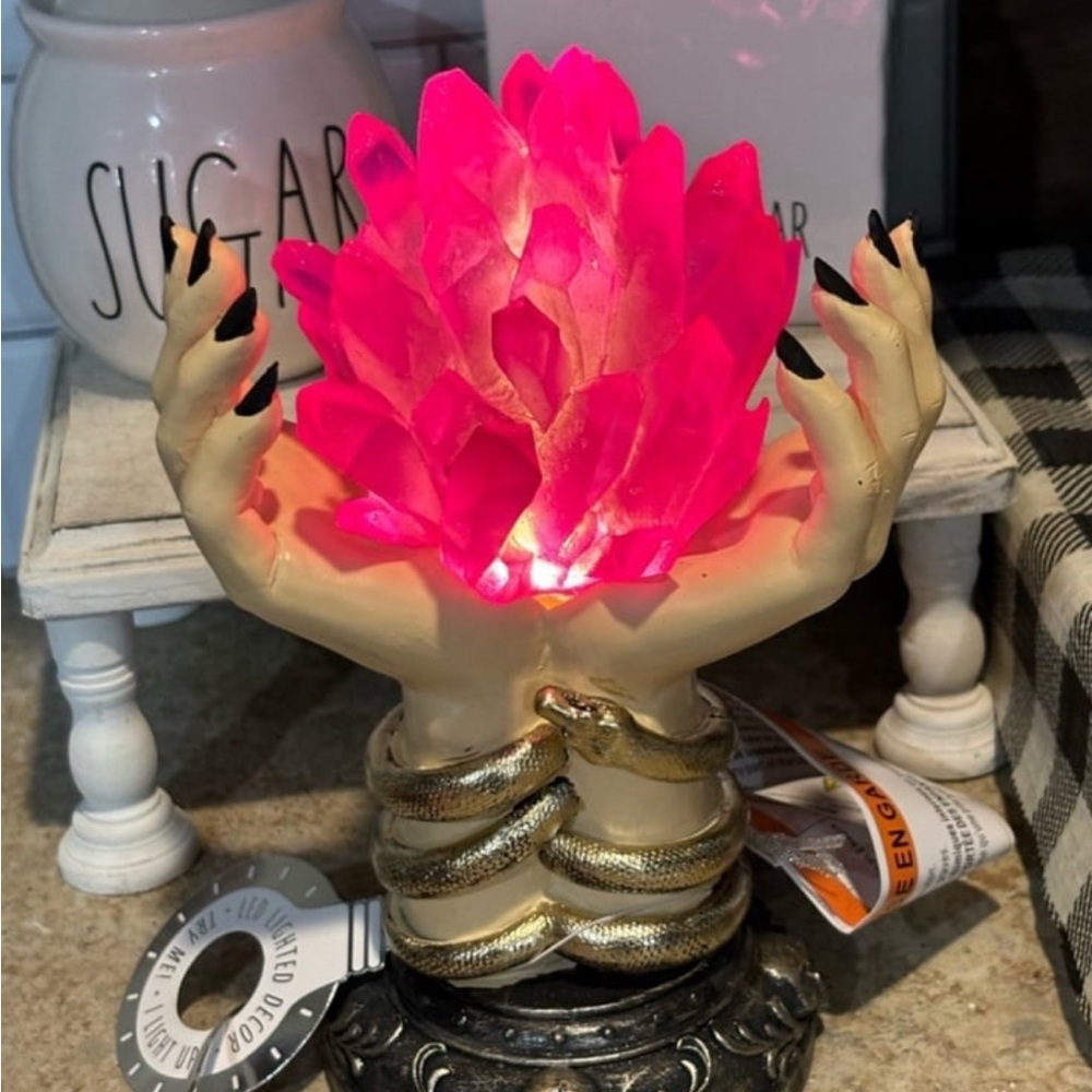 Halloween witch hands light up crystal decor